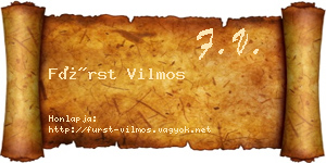 Fürst Vilmos névjegykártya